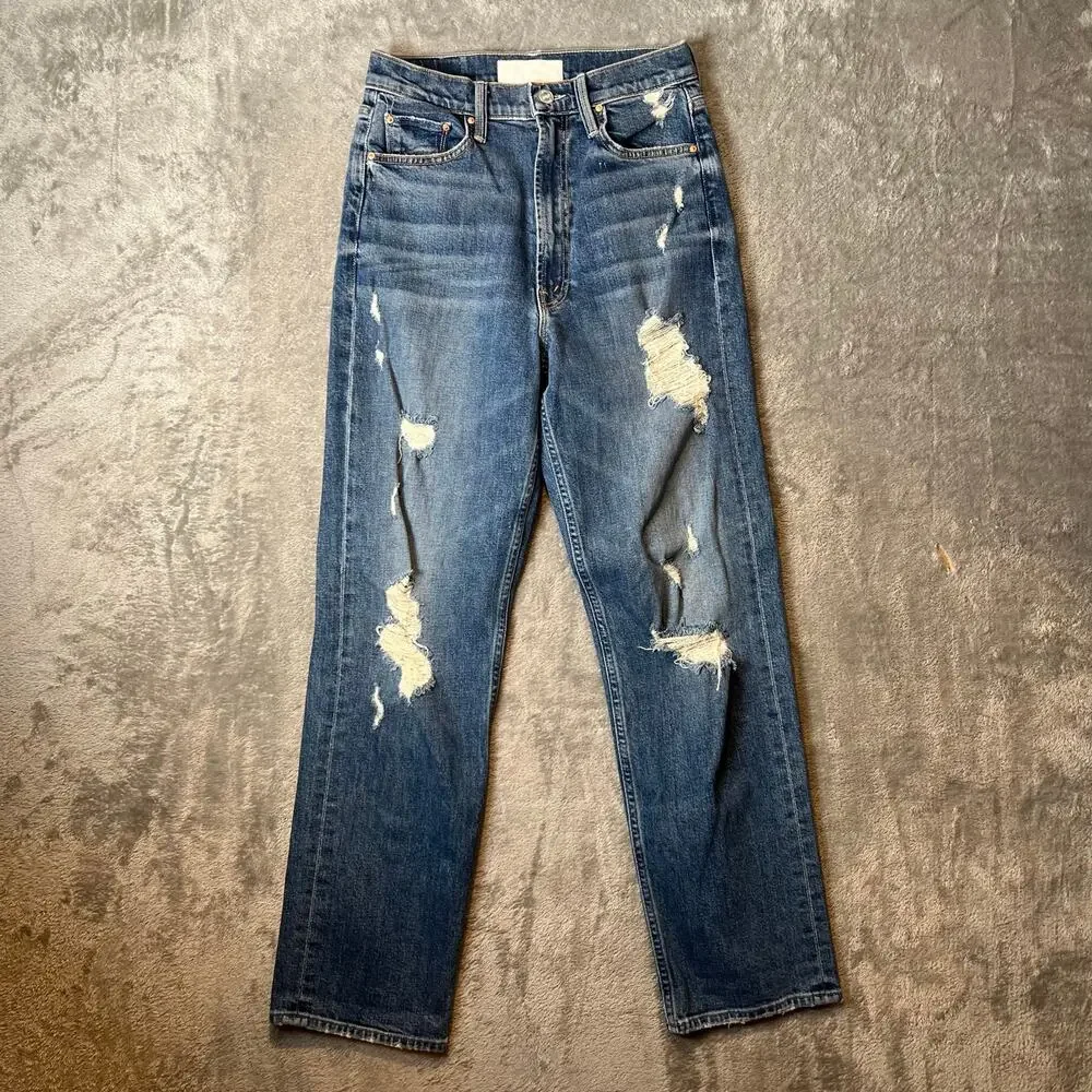 MOTHER Superior High Waisted Study Hover Jeans 26 Distressed Effortless Chic - Picture 2 of 10